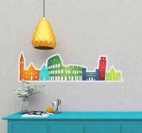 Sticker kleurrijke Italiaanse skyline - thumbnail