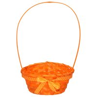 Paaseieren mandje oranje rond met hengsel 39 cm