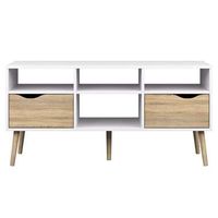 TV-meubel Delta 6-vaks - wit/eikenkleur - 57,4x117,1x39 cm - Leen Bakker