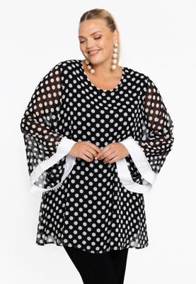 Yoek Tuniek wide bottom DOTS | Zwart | Maat 54/56