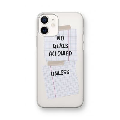 No Girls Allowed Unless: iPhone 12 mini Transparant Hoesje