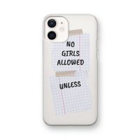 No Girls Allowed Unless: iPhone 12 mini Transparant Hoesje