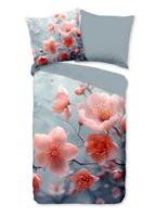 Good Morning Dekbedovertrek "bloemen" - Grijs - (135x200 cm) - Katoen