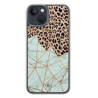 iPhone 13 mini hybride hoesje - Luipaard marmer mint