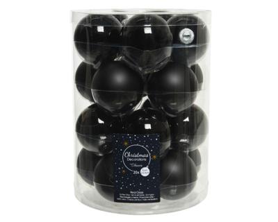 Kerstballen glas d6 cm zwart 20st kerst - Decoris