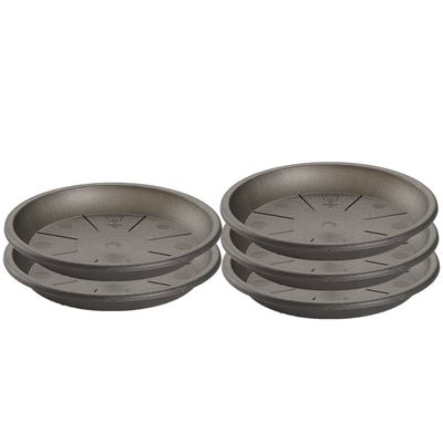 Set van 5x stuks water opvangschaal bakje Planten/bloempot antraciet grijs rond 24 cm