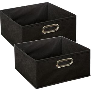 Opbergmand/kastmand - Set van 2x stuks - zwart - linnen - 14 liter - 31 x 31 x 15 cm - Opbergbox - V