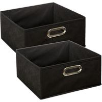 Opbergmand/kastmand - Set van 2x stuks - zwart - linnen - 14 liter - 31 x 31 x 15 cm - Opbergbox - V