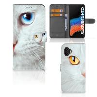 Samsung Galaxy Xcover 6 Pro | Telefoonhoesje | Met pasjeshouder | Witte Kat