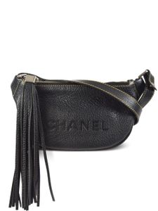 CHANEL Pre-Owned sac porté épaule en cuir à franges (2002) - Noir