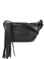 CHANEL Pre-Owned sac porté épaule en cuir à franges (2002) - Noir - thumbnail