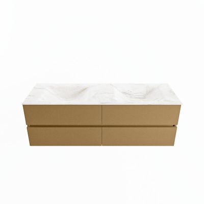 MONDIAZ VICA-DLUX 150cm badmeubel onderkast Oro 4 lades. Inbouw wastafel CLOUD dubbel 2 kraangaten, kleur Ostra.