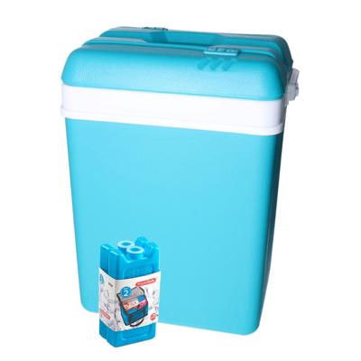 Koelbox met koelelementen - 25 liter - kunststof - blauw - 30 x 22 x 39 cm