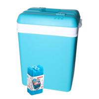 Koelbox met koelelementen - 25 liter - kunststof - blauw - 30 x 22 x 39 cm