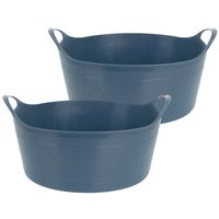 Flexibele emmer - 2x - blauw - 15 liter - kunststof - 39 x 17 cm