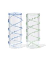 HEMA Borrelglaasjes spiraal groen-blauw - 2 stuks