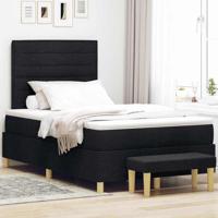 Boxspringbed met matras en bank stof zwart 120x200 cm
