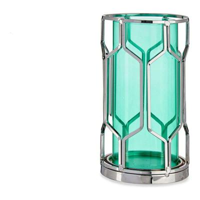 Kaarshouder Gift Decor SW120660B SW120660B Blauw Zilverkleurig Zilver Metaal Glas 11,5 x 19,5 x 11,5 cm