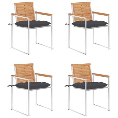 Tuinstoelen 4 st met kussens massief teakhout