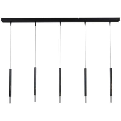 Masterlight Zwarte eettafel hanglampFlute 5-lichts design cilinders - 2591-66-130-5-DW