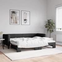 Slaapbank met onderschuifbed 80x200 cm stof zwart