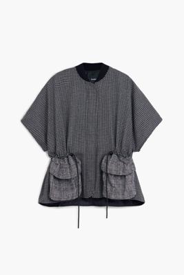 Hondstooth poncho - BLACK - U