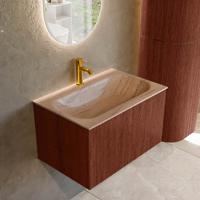 Badmeubel Mondiaz Kurve-Dlux | 70 cm | Meubelkleur Ruby | Wastafelkleur Saba | Solid surface | Wasbak midden spoelbak | 1 kraangat