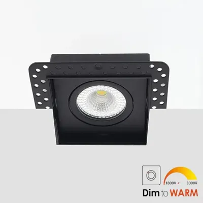 Bella Ondiepe LED inbouw 40mm trimless spot kantelbaar 7Watt vierkant ZWART IP65 dimbaar - dim to warm - interne driver