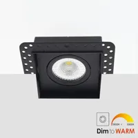 Bella Ondiepe LED inbouw 40mm trimless spot kantelbaar 7Watt vierkant ZWART IP65 dimbaar - dim to warm - interne driver