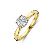 Elegante 14K Geelgouden Ring met Lab Grown Diamant - 6.5 mm Breed, 1.00 ct Diamantgewicht