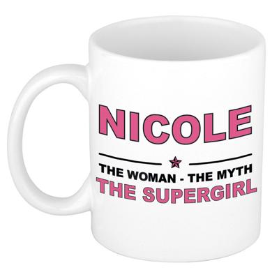 Nicole cadeau mok - Woman Myth Supergirl - naam koffiemok - 300 ml - collega - moederdag