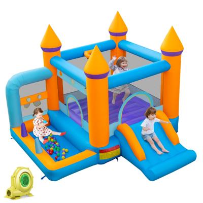 Springkasteel met Ventilator Glijbaan Ballenbad Oceaanballen en Basketbalmand Springkasteel voor Kinderen 337 x 325 x 256 cm
