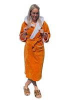 Oranje badjas met capuchon - sauna-2xl