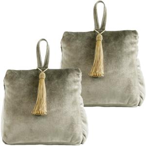 2x stuks fluwelen deurstoppers 18 cm beige