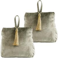 2x stuks fluwelen deurstoppers 18 cm beige - thumbnail