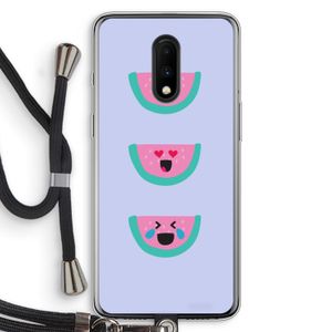 Smiley watermeloen: OnePlus 7 Transparant Hoesje met koord