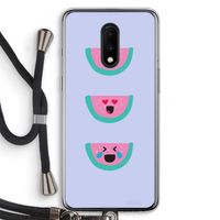 Smiley watermeloen: OnePlus 7 Transparant Hoesje met koord
