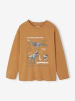 T-shirt met lange mouwen en print met reliëfs voor jongens pecannoot