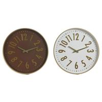Muurklok Home ESPRIT Wit Bruin Gouden PVC 45 x 4 x 45 cm (2 Stuks)