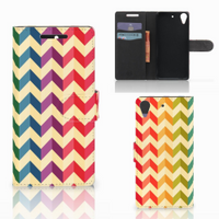 HTC Desire 628 Telefoon Hoesje Zigzag Multi Color - thumbnail