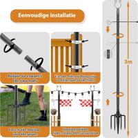 Set 2x Metalen palen voor prikkabels 3 meter hoog Set 2x Metalen palen voor prikkabels 3 meter hoog
