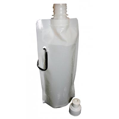 Waterzak - Set van 4x stuks - wit - navulbaar - opvouwbaar met haak - 400 ml - festival/outdoor
