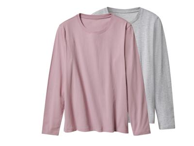 esmara Set van 2 dames shirts met lange mouwen (Roze/grijs, S (36/38))
