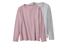 esmara Set van 2 dames shirts met lange mouwen (Roze/grijs, S (36/38))