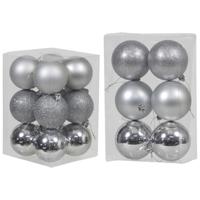 Kerstversiering set kerstballen zilver 6 - 8 cm - pakket van 54x stuks - Kerstbal