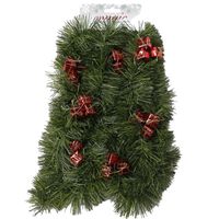 1x Groene kerst dennenslinger guirlande met rode versiering 270 cm - thumbnail