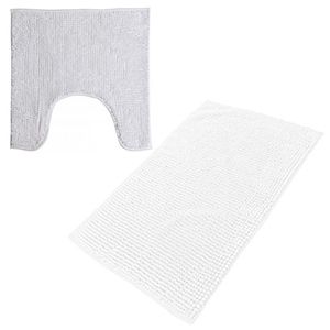 Urban Living badkamer droogloop matjes/tapijt - set 2x stuks - polyester - parel wit