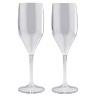 Set van 6x stuks champagne/prosecco flutes glazen transparant 150 ml van onbreekbaar kunststof - thumbnail