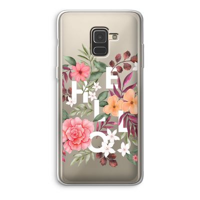 Hello in flowers: Samsung Galaxy A8 (2018) Transparant Hoesje