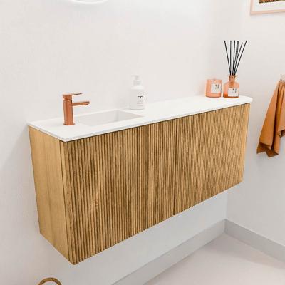 Toiletmeubel Mondiaz Joya | 101.6 cm | Meubelkleur Oak | Faye wastafel Talc Links | 1 kraangat